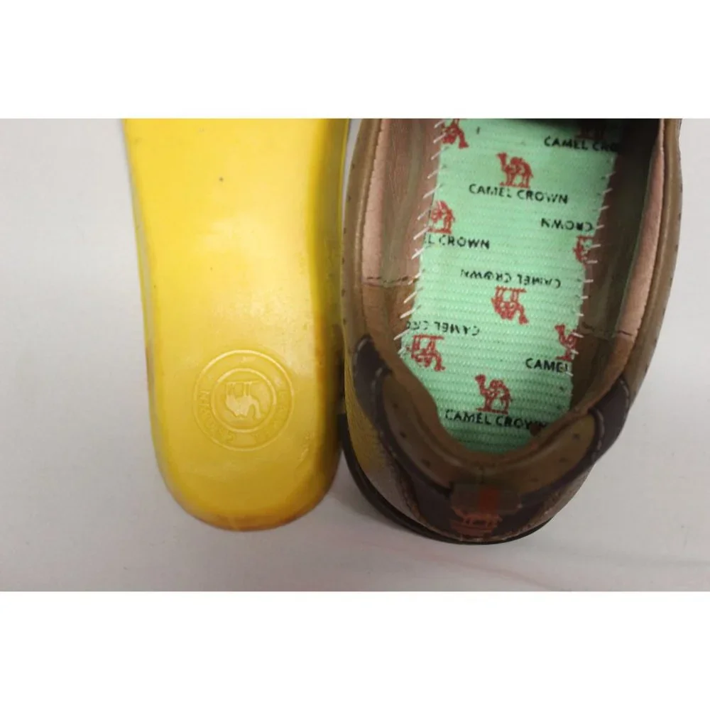 Camel Crown men's khaki leather comfort walking loafers slip‎ on shoes 13